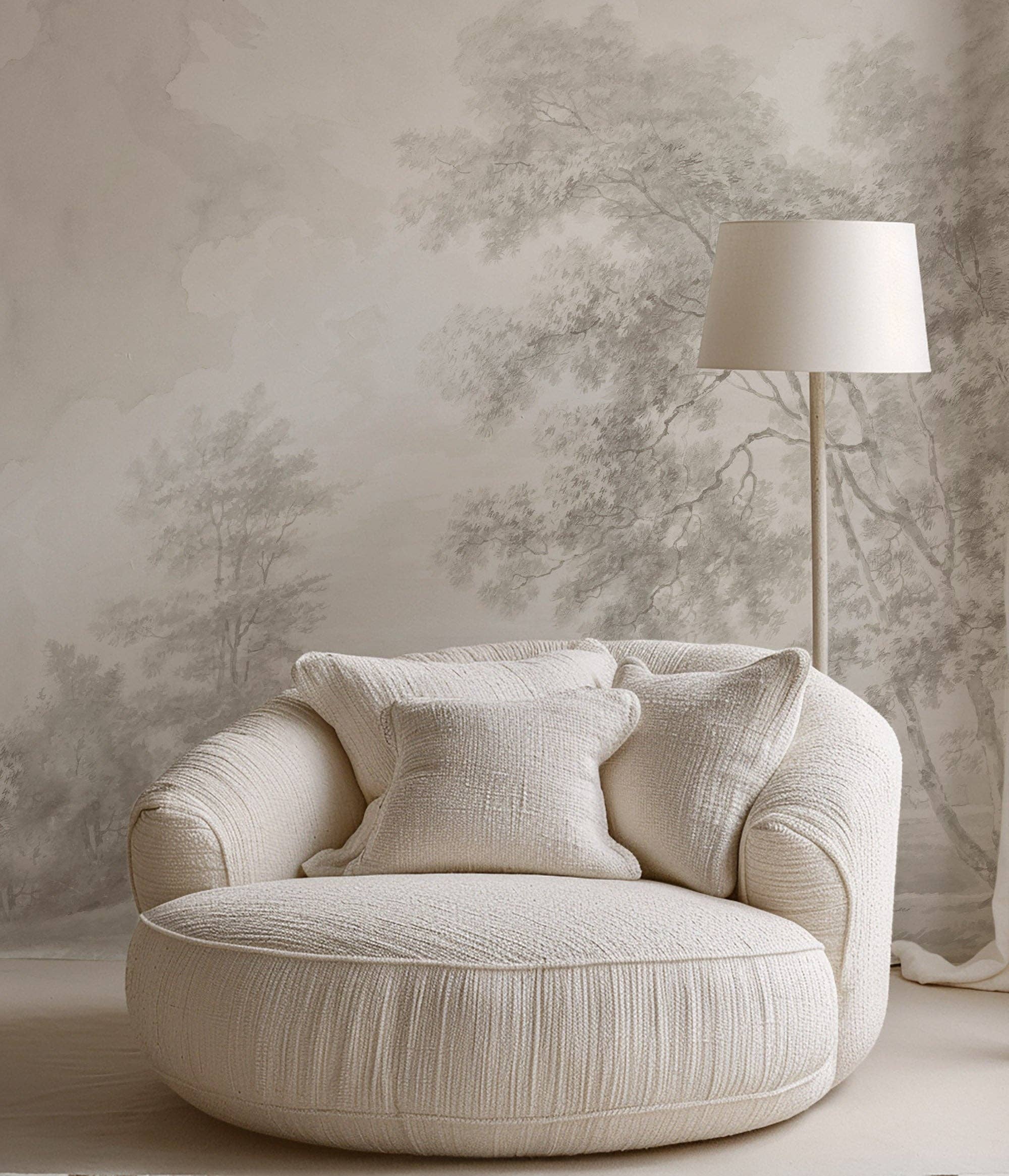 Wallpapers4Beginners – Engroshandel Tapetrulle – Tapet med landskab i creme og sepia2