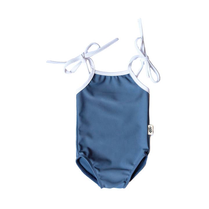 Tie-Strap One-Piece Swimsuit - Coastal for wholesale by Les Petites Natures
