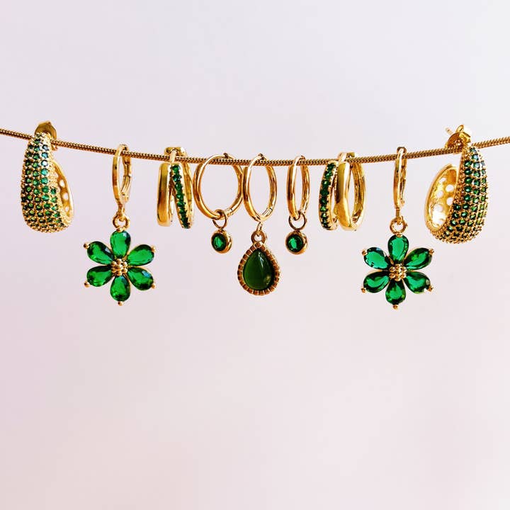 Rosies - Wholesale Hoop Earrings - Elena hoops green2