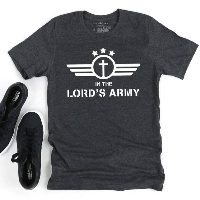 T-shirt met print van In The Lord's Army voor wholesale door Corinthian's Corner