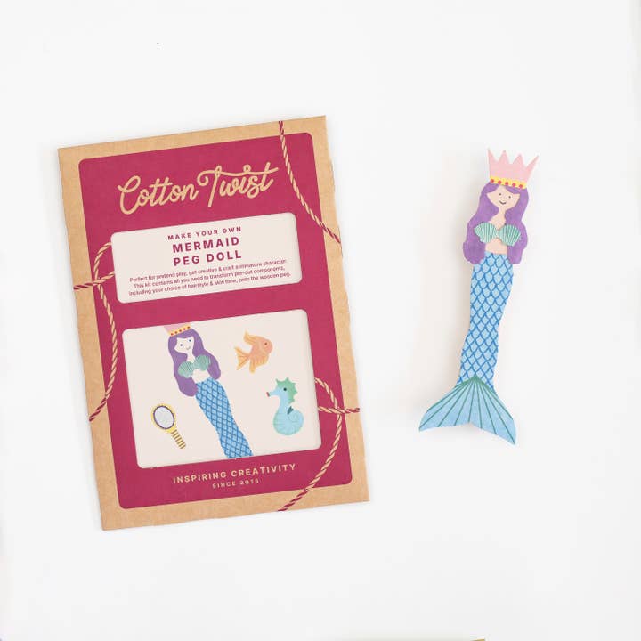 Cotton Twist (USA DUTIES PAID) - Wholesale DIY craft kit – Child - Make Your Own Mermaid Peg Doll4