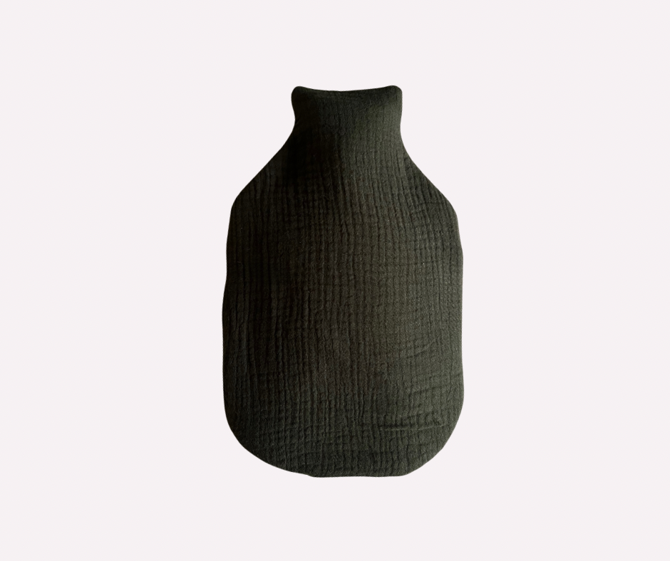 Orla & Fern – wholesale Hot/cold compress – Quilted Hot water bottle - Green double gauze - lined0
