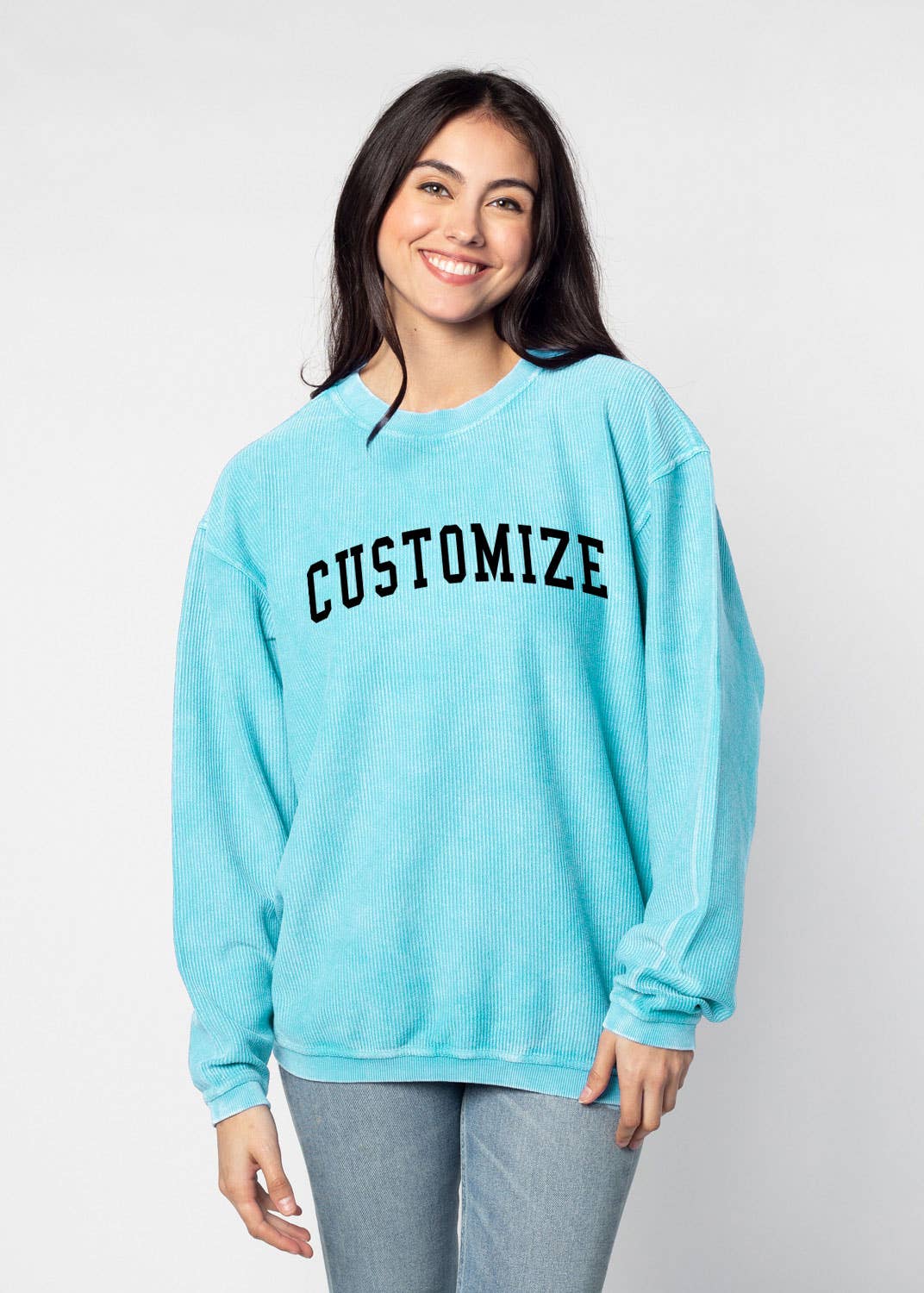 chicka-d – Großhandel Sweatshirt mit Grafikdruck – Damen – Die originale Custom Graphic Corded Crew, Collegiate Arc40