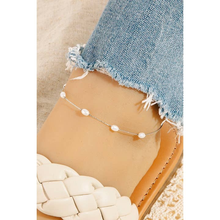 Fame Accessories – wholesale Anklet – Pearl Beads Station Chain Anklet2