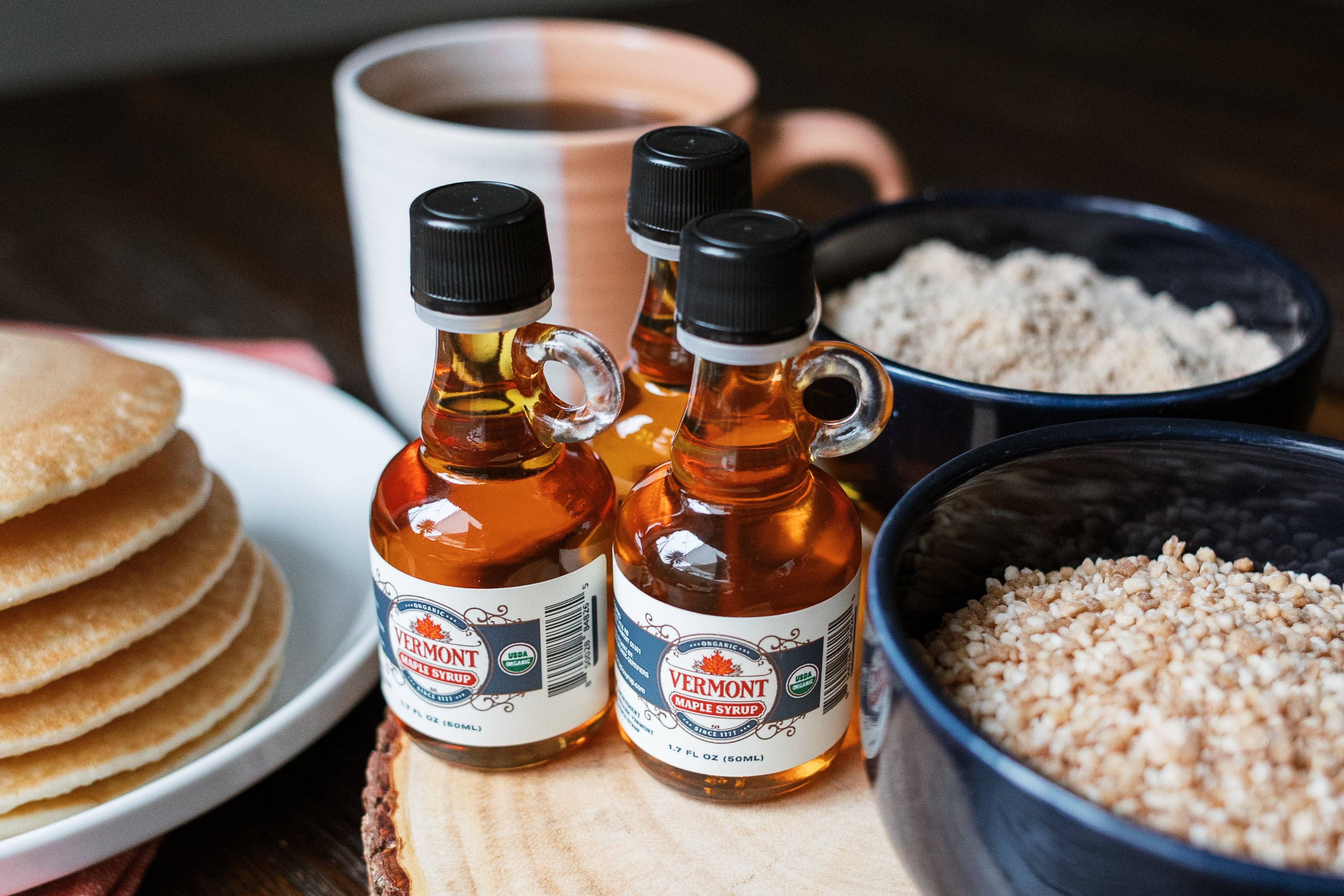 Vermont Maple Syrup - Wholesale Maple Syrup - Amber Organic Vermont Maple Syrup - Glass Nip Bottle - 1.7oz2