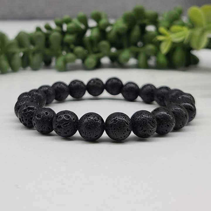 Black Lava Stretchable Bracelet 8mm for wholesale by Meraki Gemstones