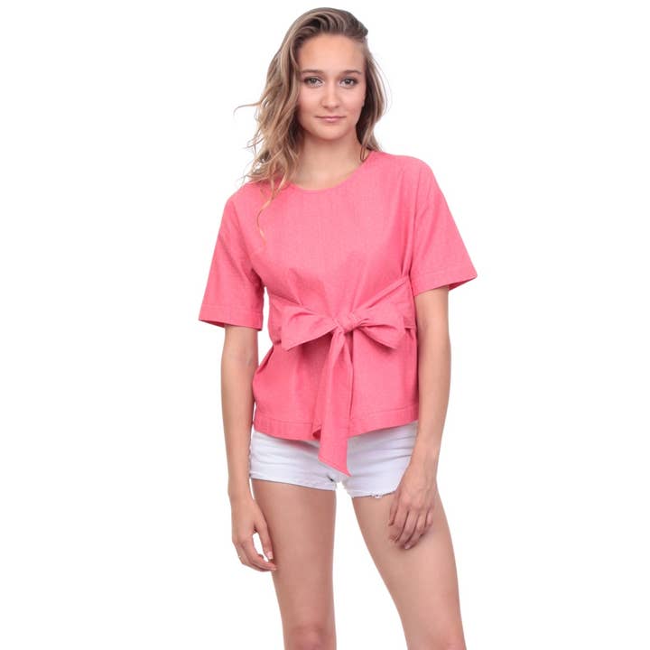 Waist Tie Polka Dot Blouse for wholesale by Naked Zebra Rack