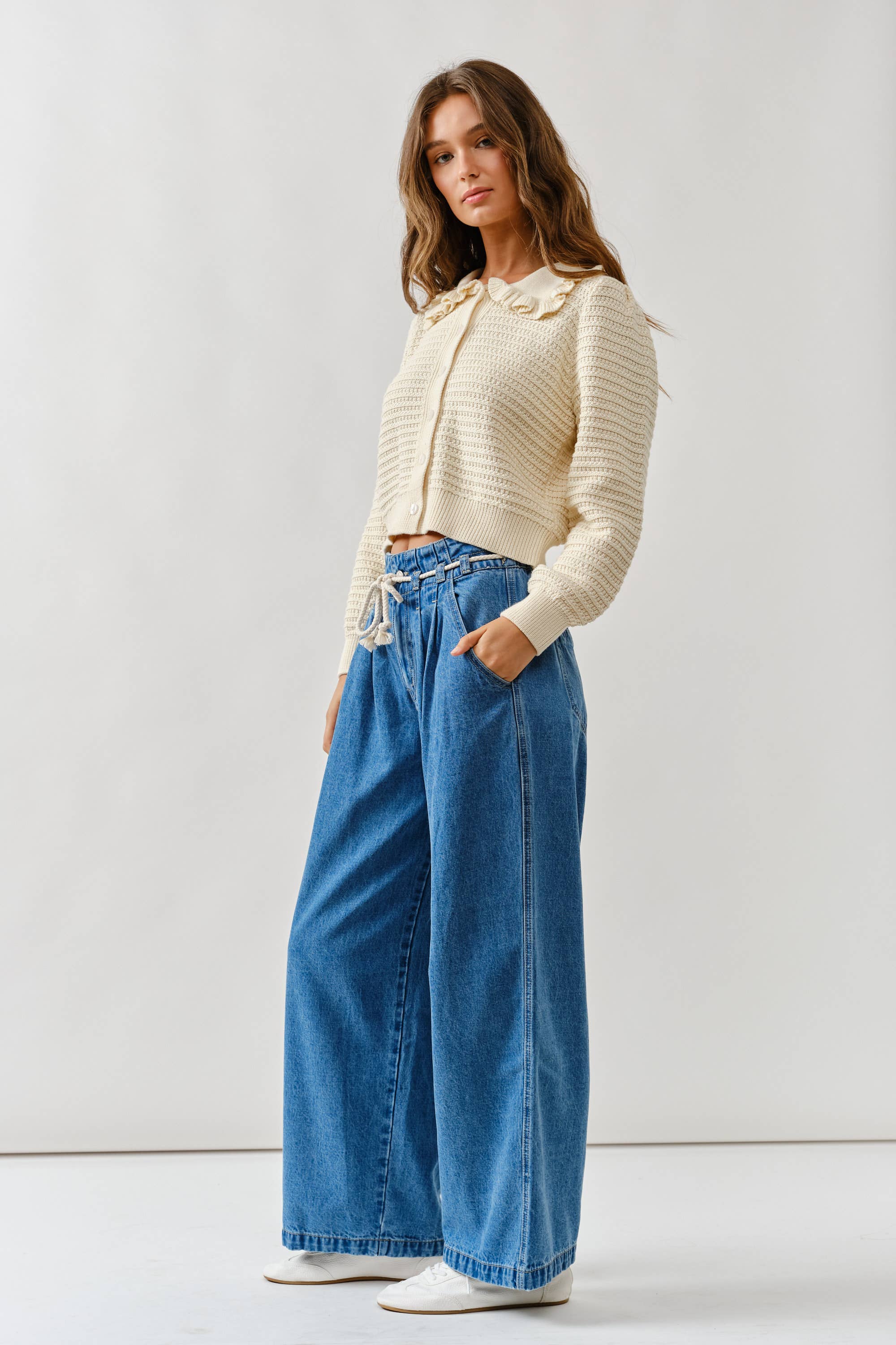 Aaron & Amber - Wholesale Pants - Women's - MAP3311 STRIPE WIDE LEG PANTS WITH ROPE BELT7