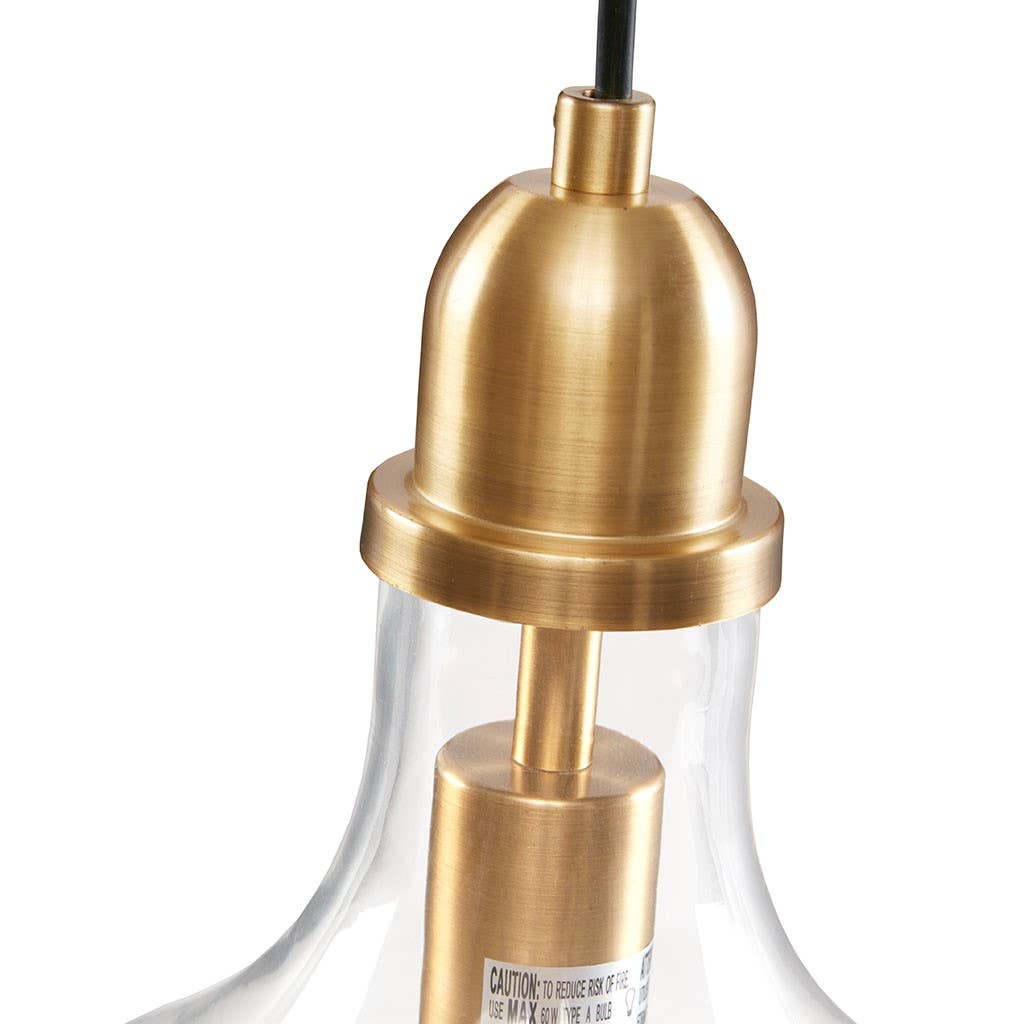 Olliix - Wholesale Chandelier/Hanging Light - Clear Bell Shape Glass Metal Pendant, Gold8