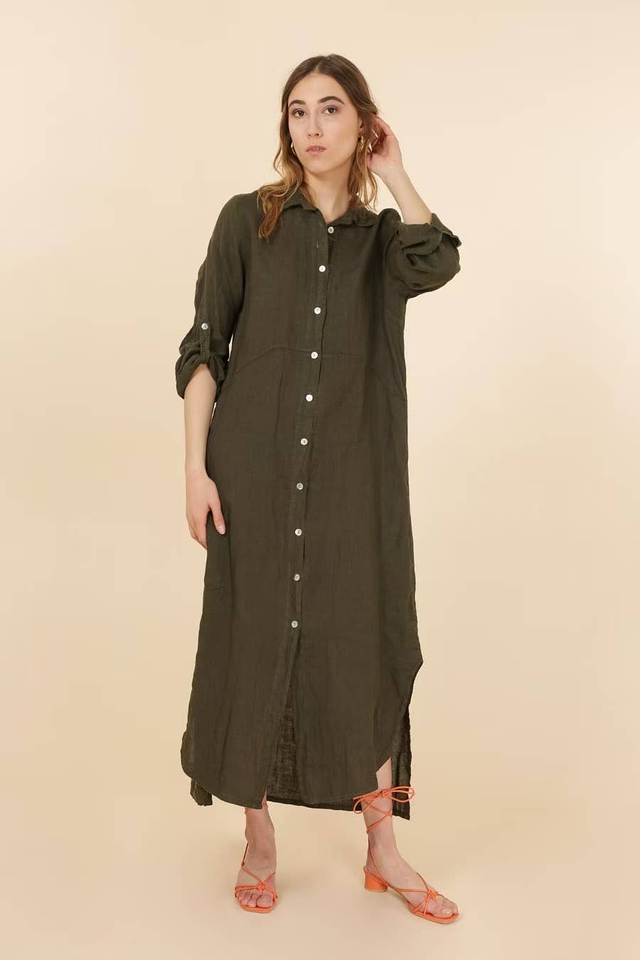 LÉA & LUC - Wholesale Dress - Women's - Long shirt dresses in 100% Linen REF. 148466