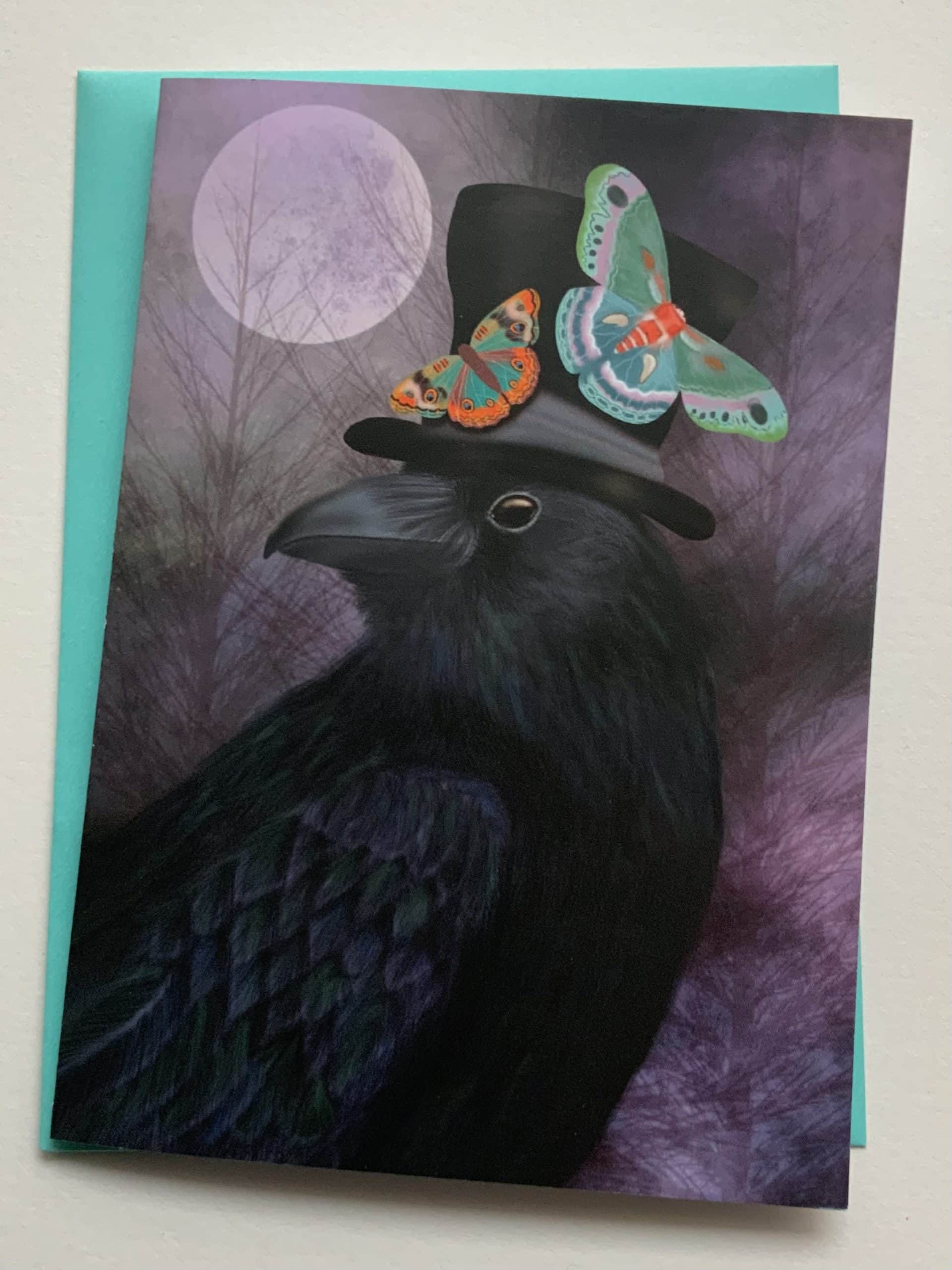 Crimson Finch – Großhandel Grußkarten für den Alltag – Ingram. Gotische Grußkarte mit Rabenvogel1