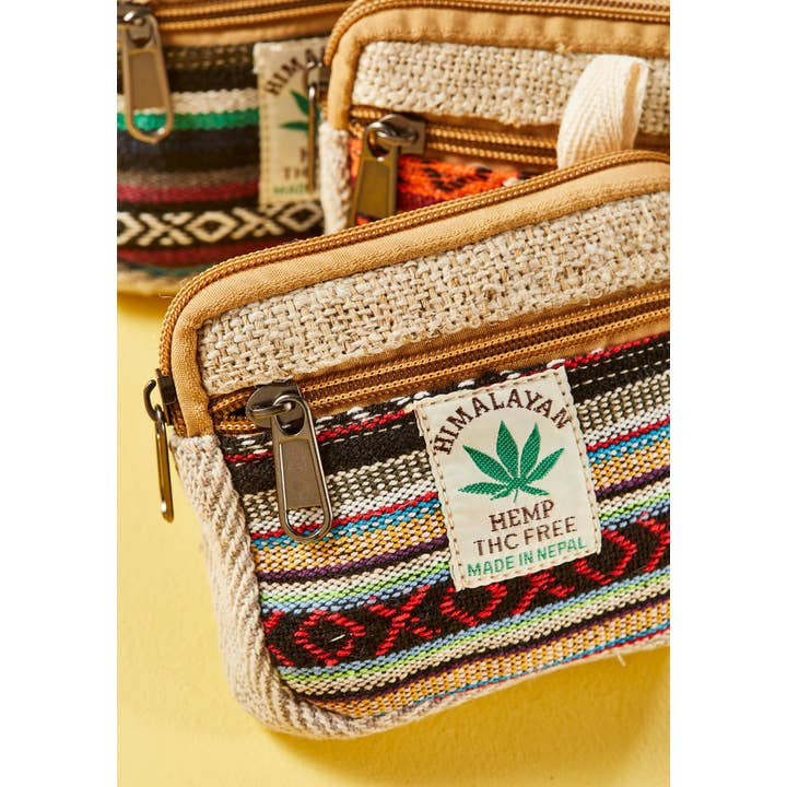 Namaste - Wholesale Coin purse – Women’s - Natural Hemp and Gheri Zip Purse2