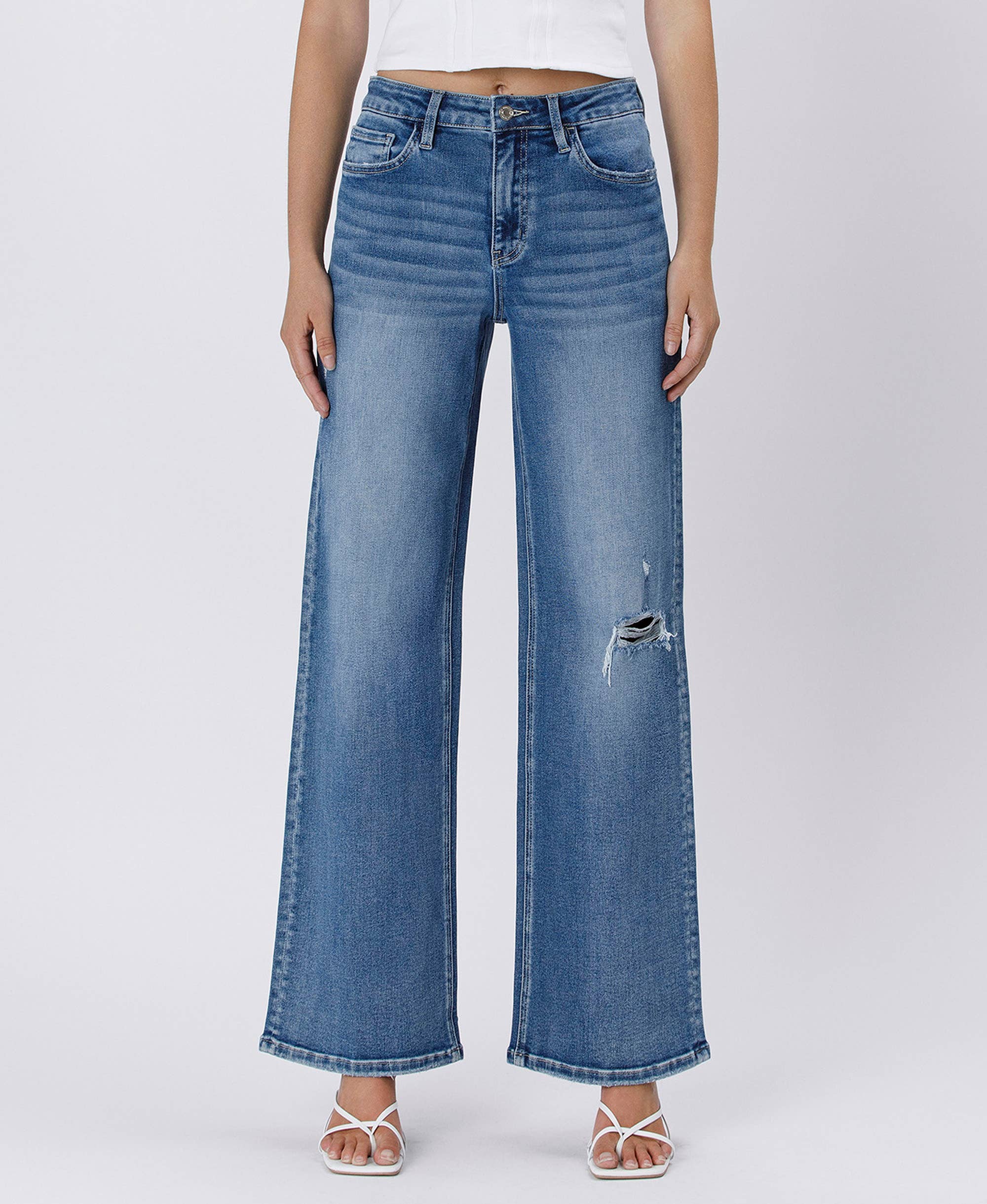 ALONG CAME HERE SUPER HIGH RISE BAGGY WIDE JEANS LV1506 for wholesale on Faire0