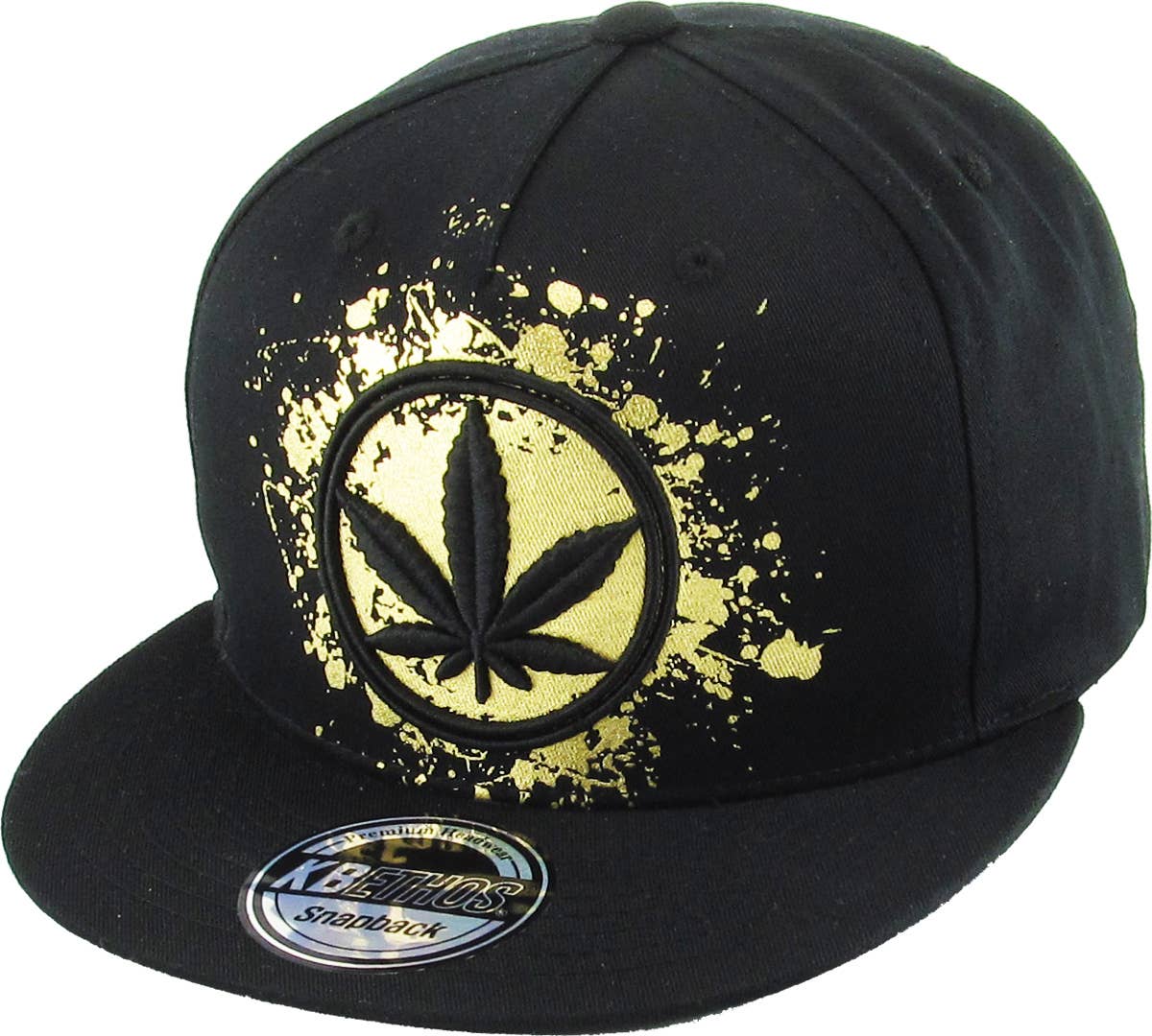 KBETHOS - Wholesale Flat Brim Cap - Men's - MARIJUANA LEAF SNAPBACK1