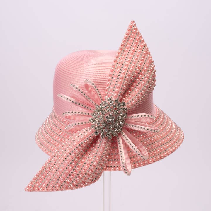 Satin Rhinestone Beaded Brim With Beaded-Stone | AJ647S for wholesale by KaKyCo