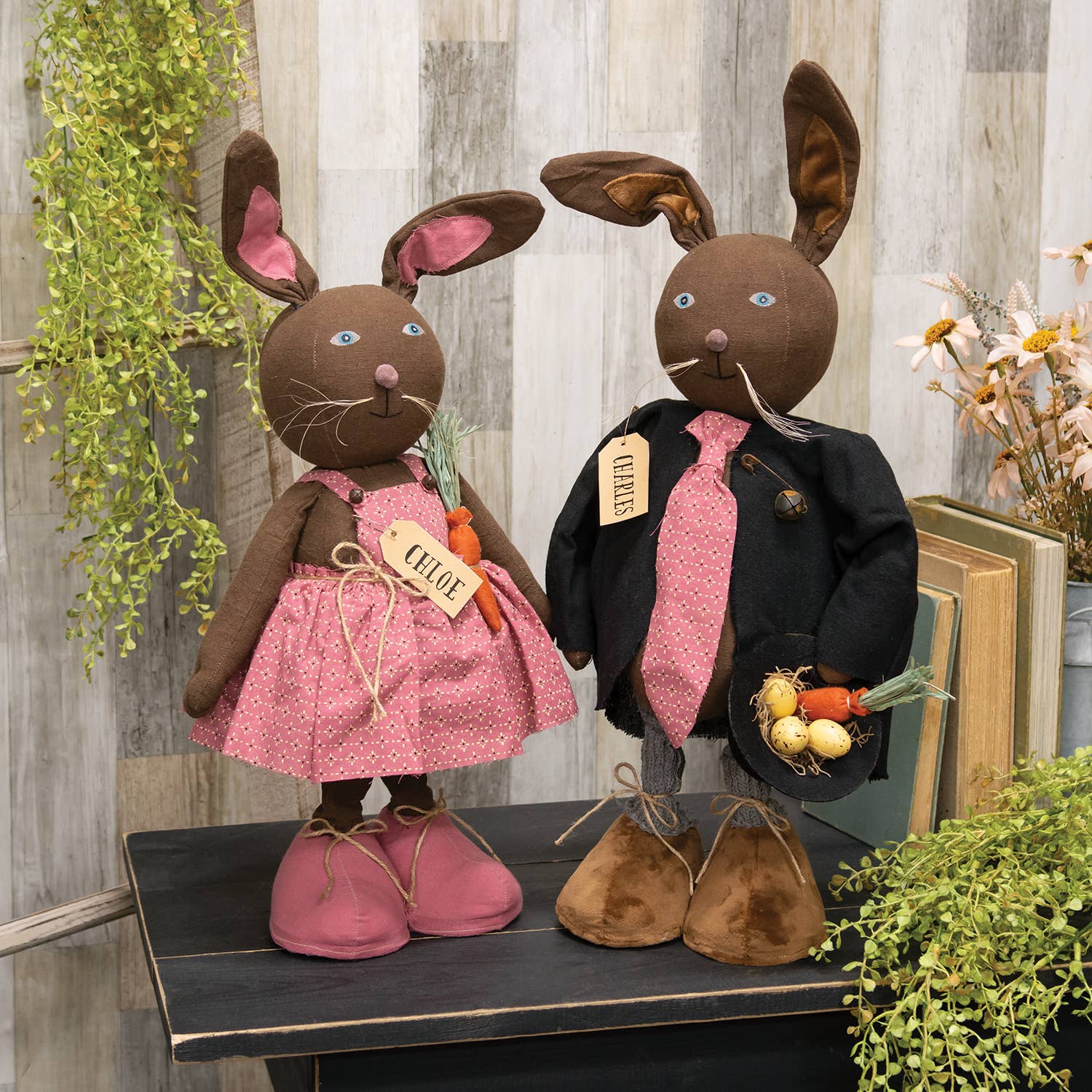 The Hearthside Collection – wholesale Decorative tabletop object – Charles Easter Egg Top Hat Standing Bunny Doll2