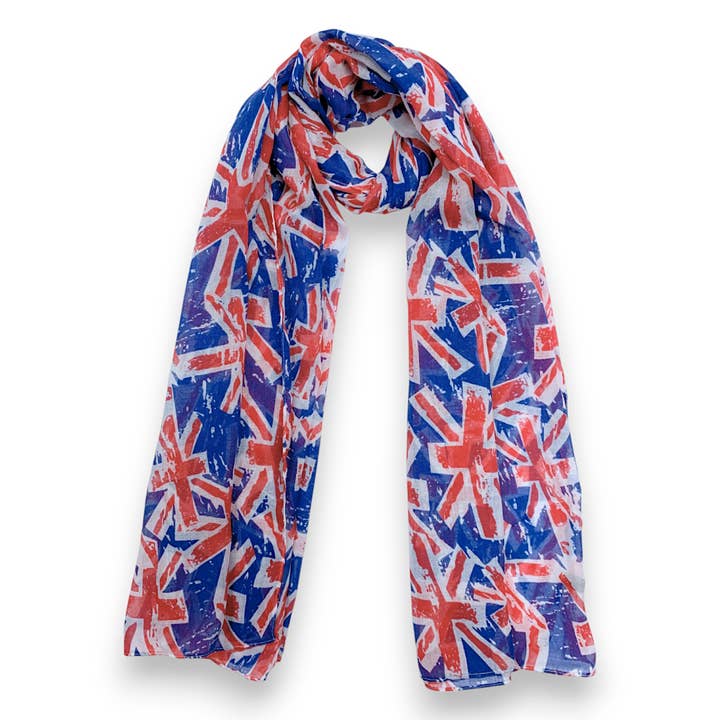 Stampa Piccola Bandiera Union Jack del Regno Unito su Sciarpa Leggera per la vendita all'ingrosso da parte di Lili Scarves (USA Duties Paid)