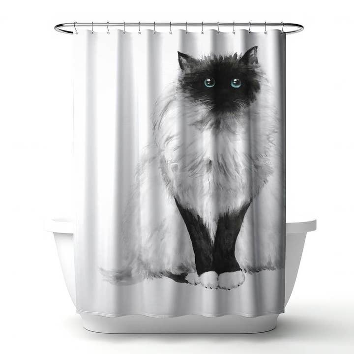 Negro Gato siamés esponjoso de ojos azules | 71 x 74 pulgadas de venta al por mayor en Faire