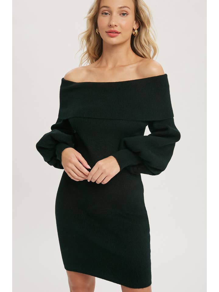 Bluivy - Wholesale Dress - Women's - OFF SHOULDER SWEATER DRESS2