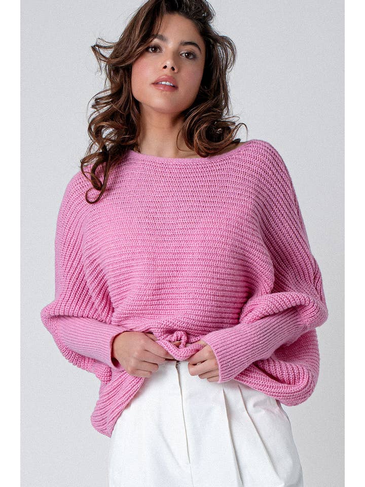 Urban Daizy - Wholesale Knit Sweater - Women's - Drop Sleeve Ribbed Crochet Knit Sweater