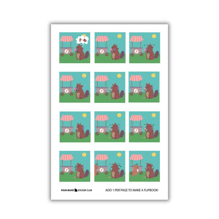 Four Bears Sticker Club - Vente Autocollant - Enfant et bébé - Flipbook de crème glacée0