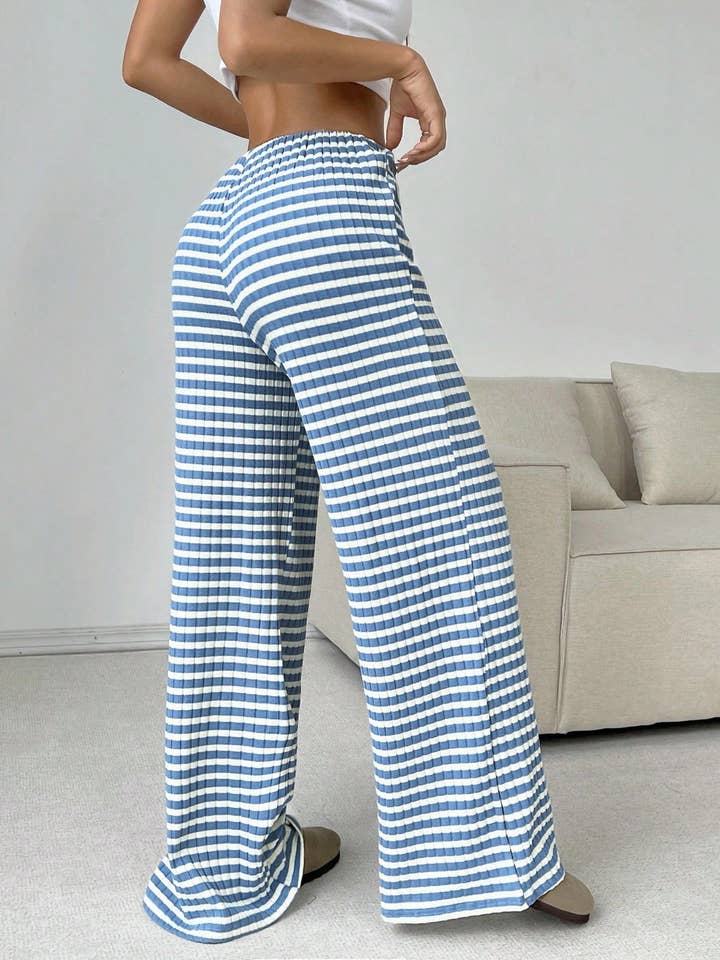 Suhkasana - Wholesale Lounge Sweatpants/Joggers - Women's - Striped Cotton Lounge Pants with Drawstring Waistband5