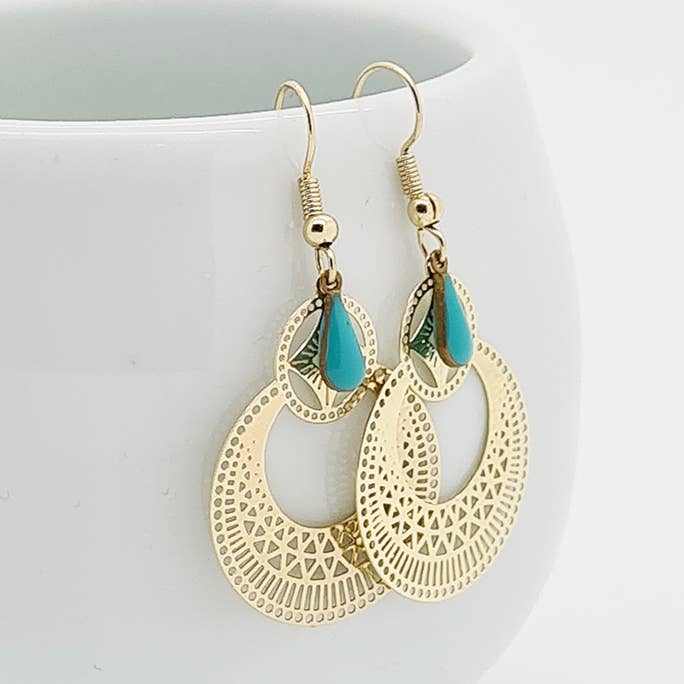 Orecchini orientali con design persiano per la vendita all'ingrosso da parte di Yalda Workshop