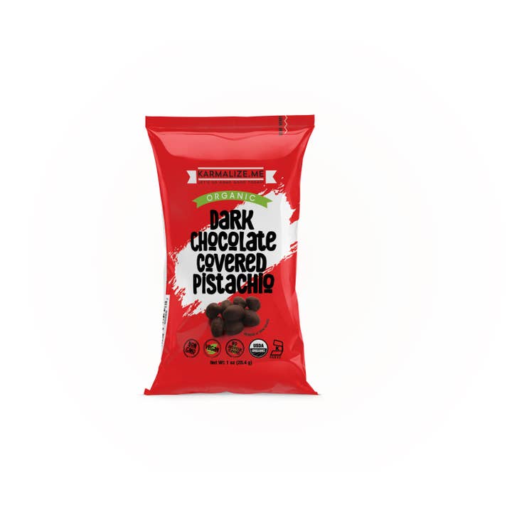 Organic Chocolate Pistachios - 1 oz  for wholesale by Karmalize.Me