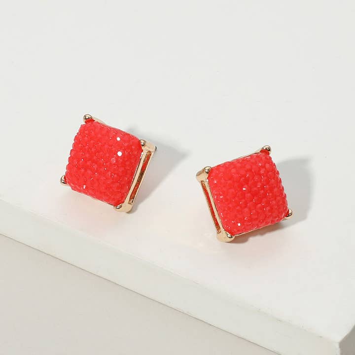Sensibling Corp. - Wholesale Stud/Post Earrings - Square Cushion Embossed Stud Earrings