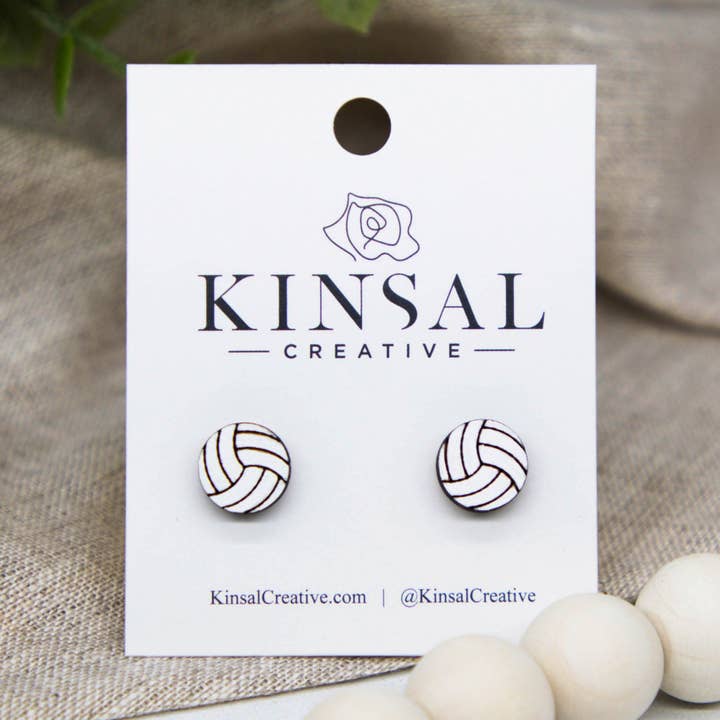 Pendientes de madera de voleibol para venta al por mayor de Kinsal Creative