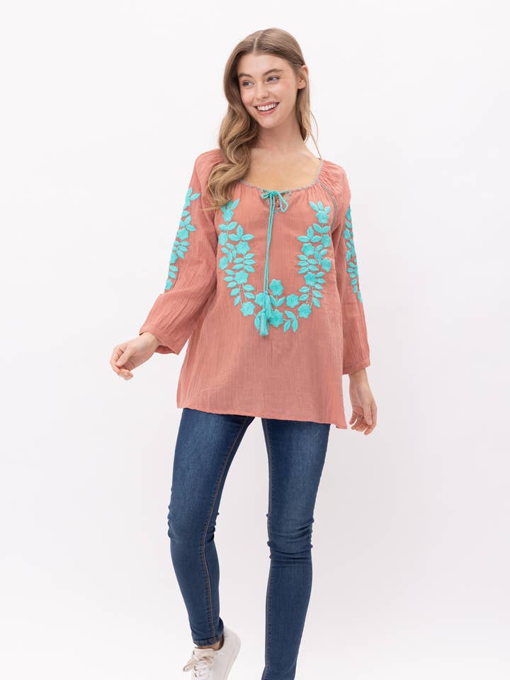 Marisol Embroidered Top for wholesale by Raj Trading & Imports (USA) Inc.