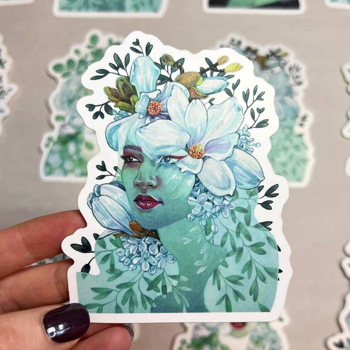 Autocollant Magnolia Émeraude pour la vente par Liz Burdick Arts