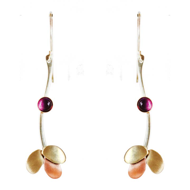 Whitney Designs Ltd. - Wholesale Dangle Earrings - Garden Path Earrings in Amethyst, Brass & Nickel Silver