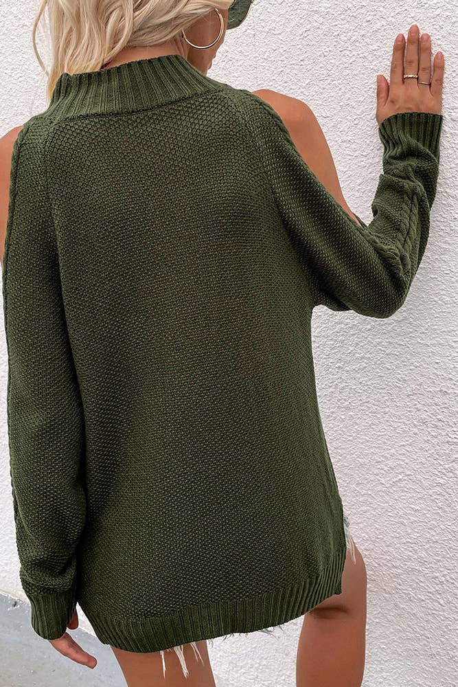 UNISHE - Wholesale Knit Sweater - Women's - TOPW897 Cold Shoulder Knit O-neck Sweater17