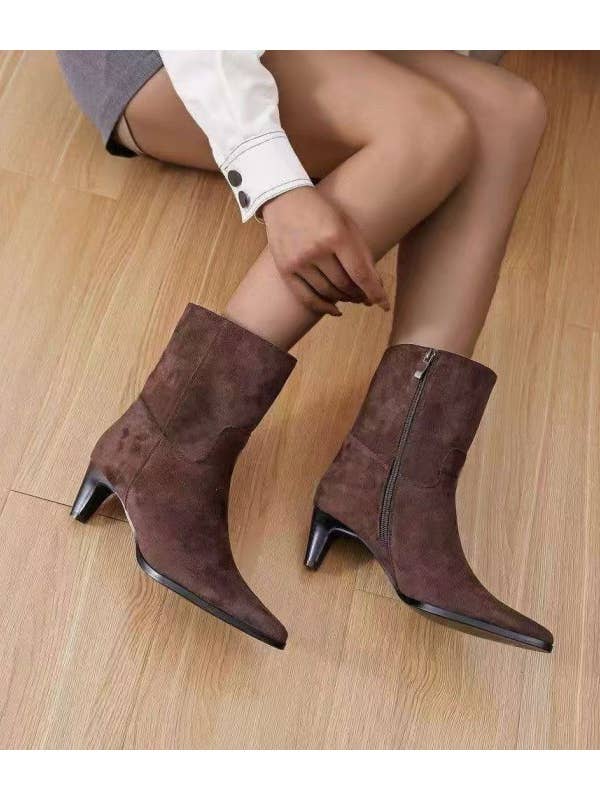 FINE HEEL SUEDE BOOTIE for wholesale by SWEET MAGIC SHOES & BAGS