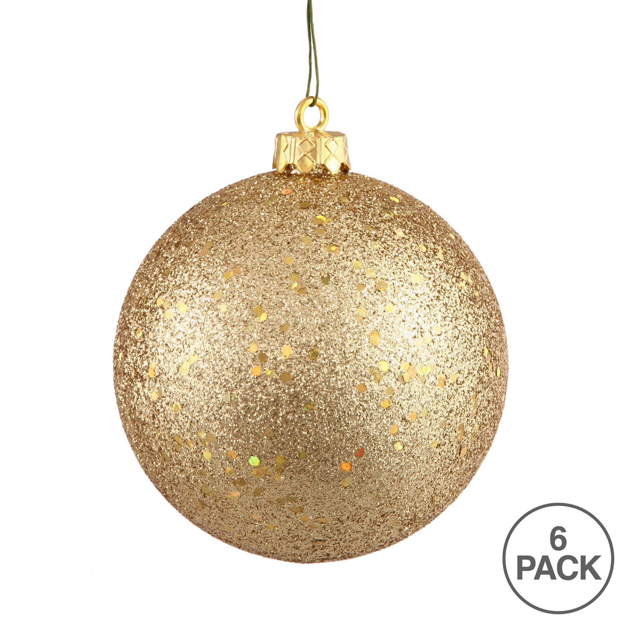 Vickerman 4" Gold Sequin Ball Ornament, 6 per Bag for wholesale on Faire2