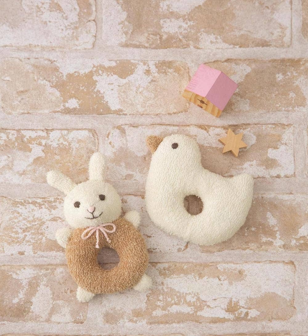 「FUNJI」In Japan - Wholesale DIY craft kit – Child - Organic Cotton Rattle Sewing Kit: Bunny & Bird DIY Toy