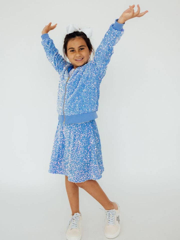 Mila & Rose - Wholesale Jacket - Kids - Light Blue Velvet Sequin Jacket2