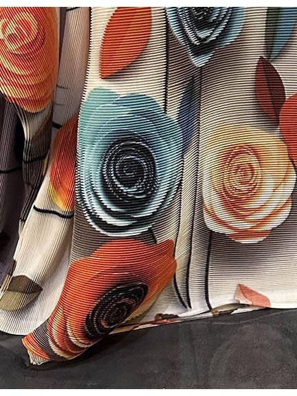 Pink Pleated Rose print Long sleeves Top ( Pink) for wholesale on Faire6