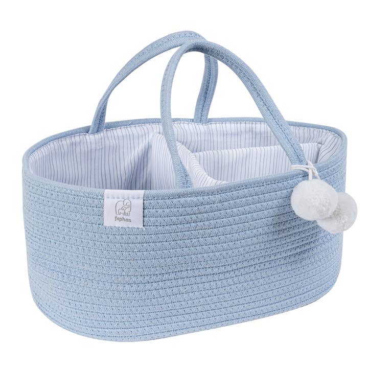 Fephas - Wholesale Diaper Caddy - Baby - Rope Diaper Caddy | Misty Blue2