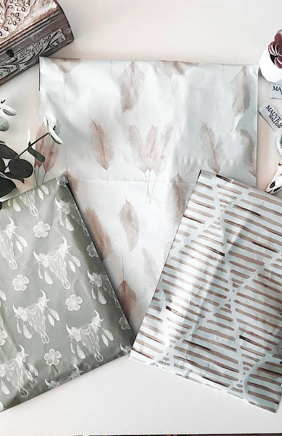Mauve and Mallow Clothing Co - Wholesale Envelopes - Neutral Earth Toned Bohemian Poly Mailers2