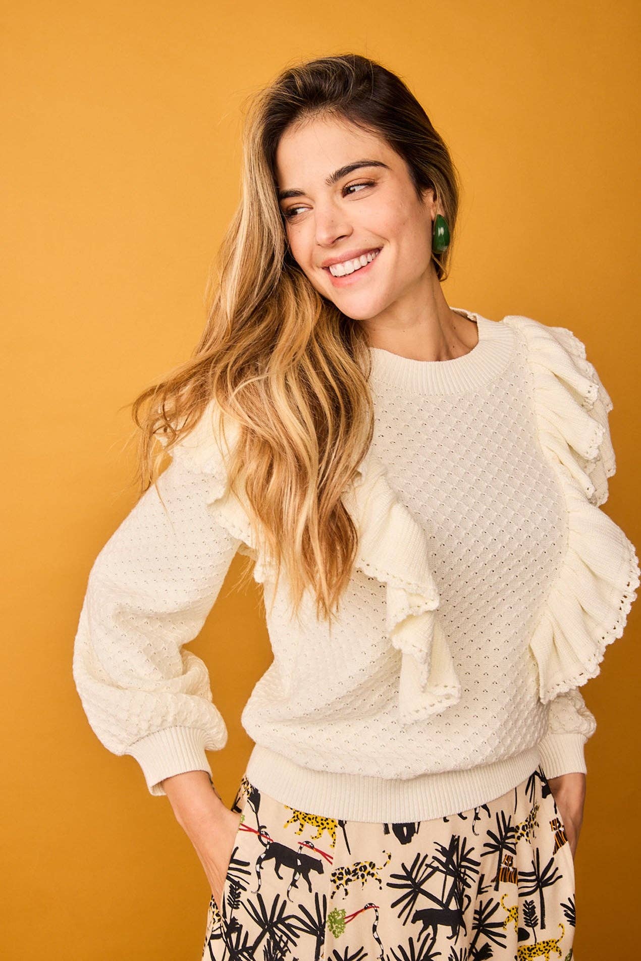 Smile – Pulôver - Mulher por atacado – Jersey Ninho Branco5