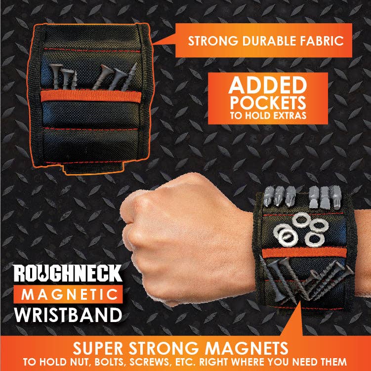 Novelty Brands - Wholesale Tool Set - Roughneck Magnetic Wristband Tool Holder - 6/Display0