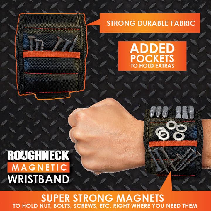 Novelty Brands - Wholesale Tool Set - Roughneck Magnetic Wristband Tool Holder - 6/Display