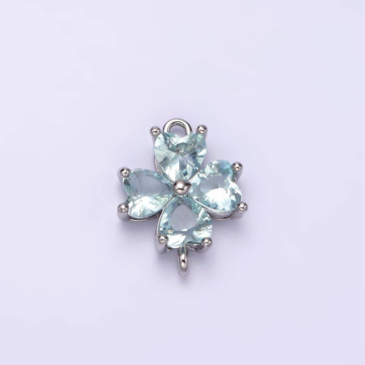 Aim Eternal - Venta al por mayor Abalorios/colgantes individuales - Conector de Flor de Pétalo de Corazón con Circonitas en Azul Bebé, Verde Azulado, Azul, Menta, Verde, Azul Oscuro, Fucsia Relleno de Oro de 14K en Oro y Plata | G-203 - G-2167