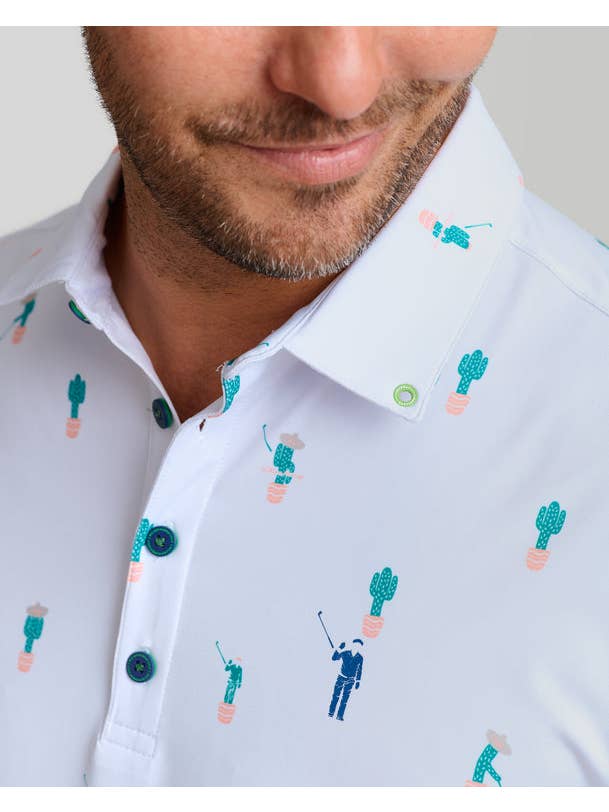 White Free Hugs Polo for wholesale on Faire