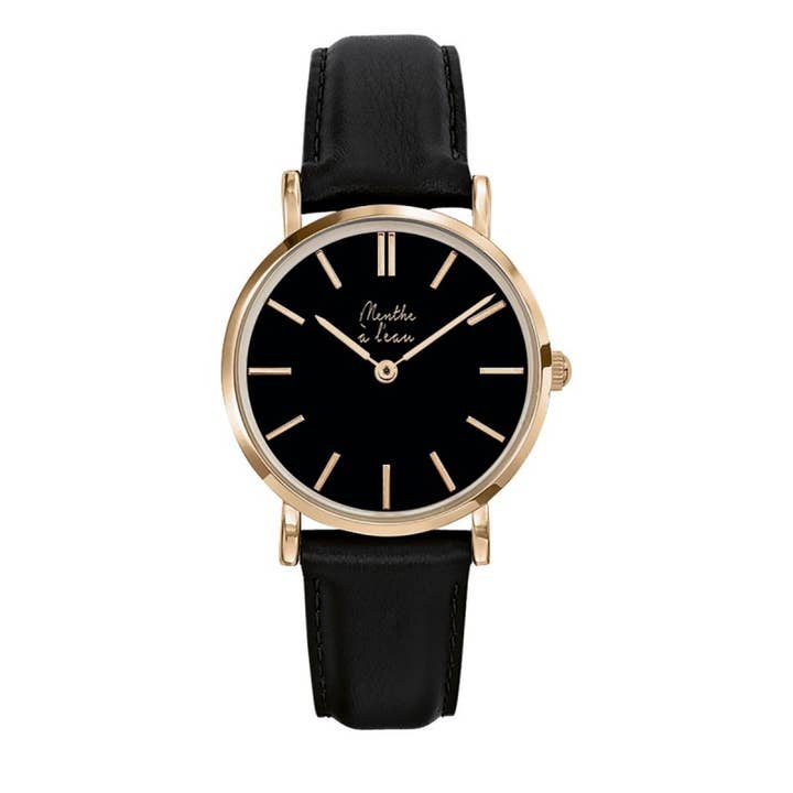 Echtes schwarzes Leder poliert Roségold für den Großhandel von menthe à l'eau