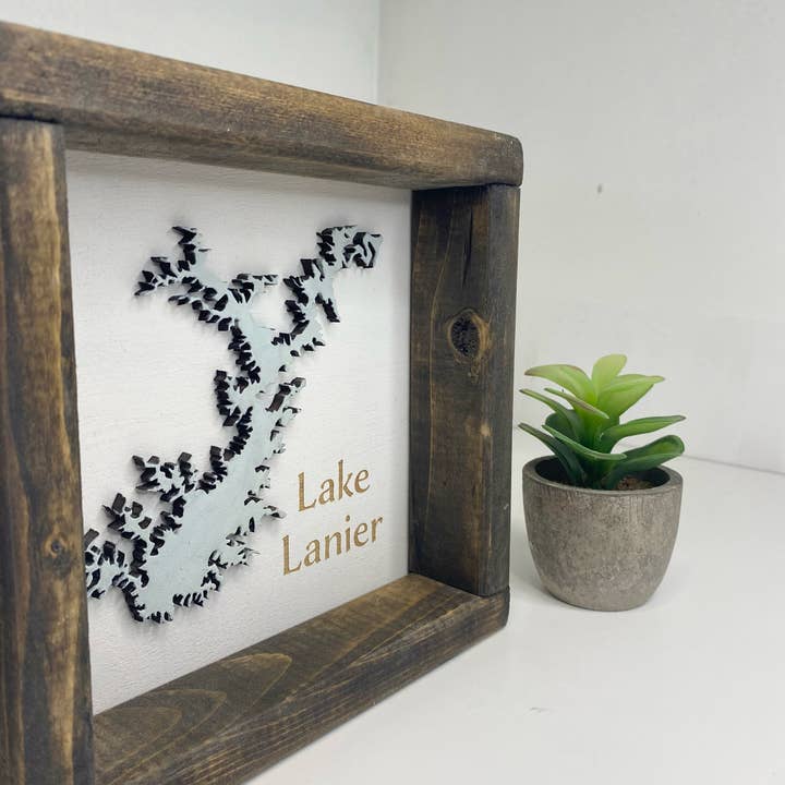 Pine Designs - Wholesale Sign - 7 x 7 "Any" Lake Name and Shape 3D Art Wood Sign