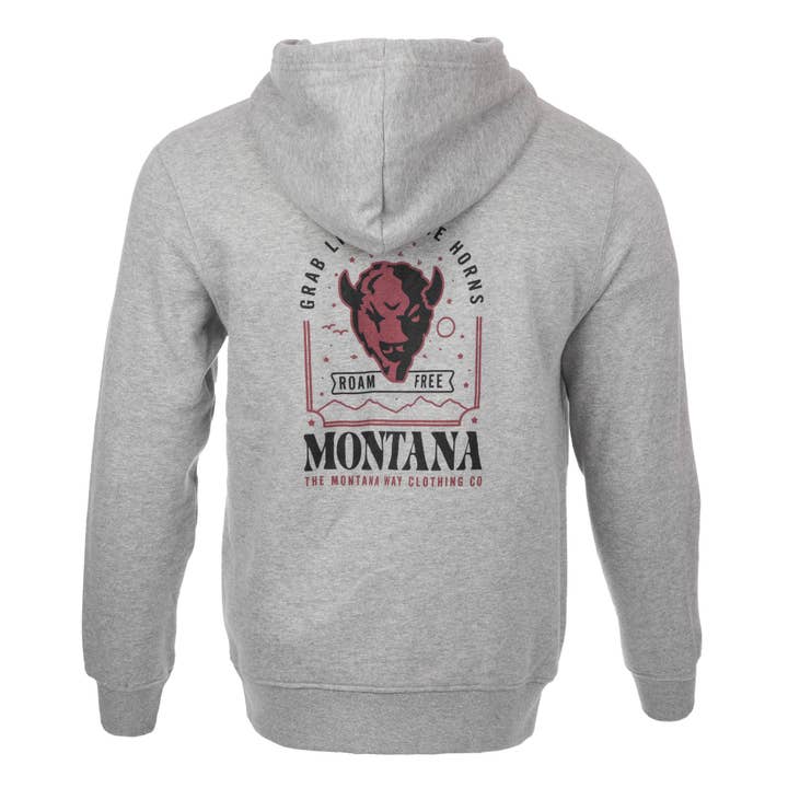 Roam Free Full Zip Hoodie in Oxford Heather for wholesale by The Montana Way