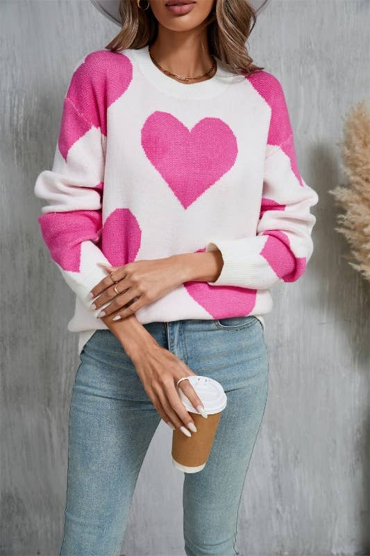 Miss Sparkling – wholesale Knitted jumper – Women′s – Heart sweater2